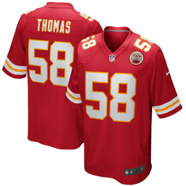 mens nike derrick thomas red kansas city chiefs game retired player jersey